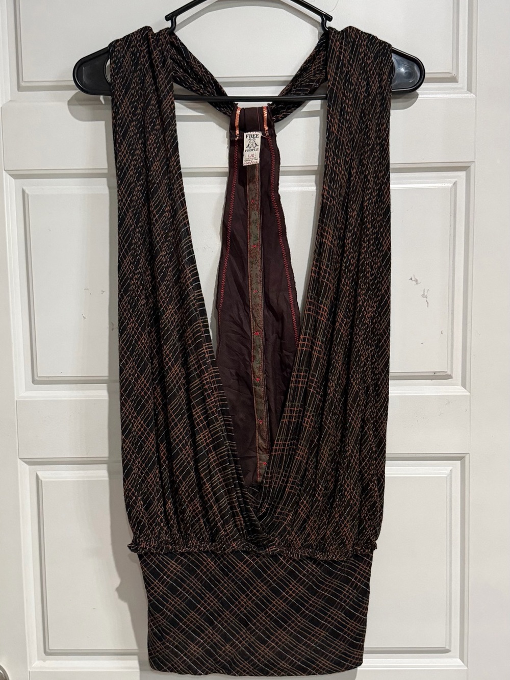 Free People Brown and Black Asymmetrical Draped Skirt